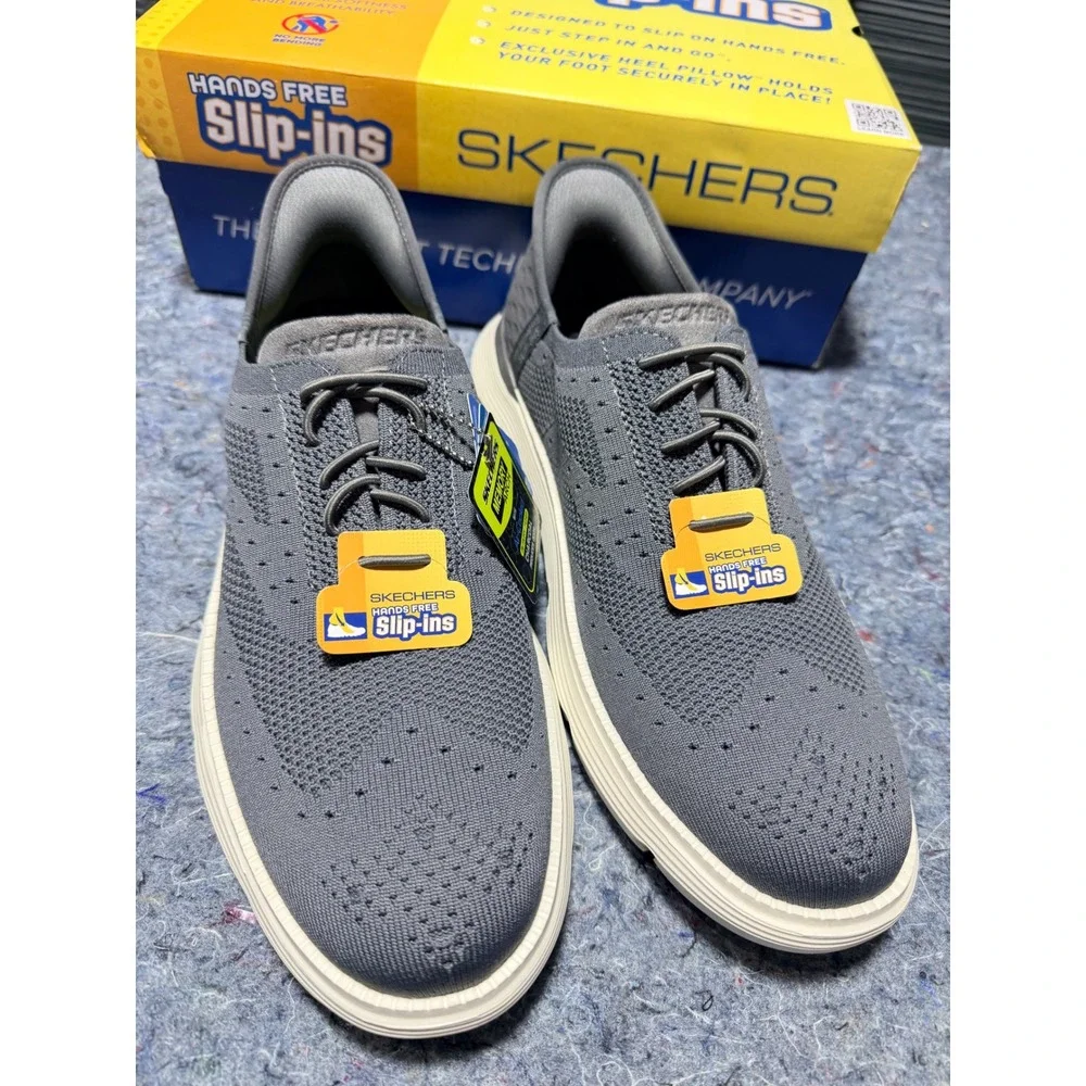 Skechers Hands Free Slip Ins Men's Size 10 Gray Memory Foam Breathable Shoes